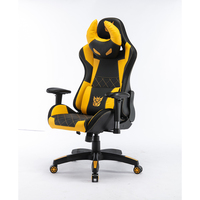 Chaise de jeu ergonomique noire et jaune pour gamer, avec LED, certifiée par le fournisseur, pour ordinateur