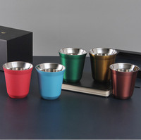 Tasses à café colorées durables à double paroi 80ml/160ml/250ml, mugs à expresso en acier inoxydable 304 à double couche, tasses à bière
