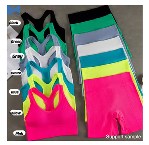 XINXU ensemble <span class=keywords><strong>de</strong></span> Yoga <span class=keywords><strong>de</strong></span> haute qualité <span class=keywords><strong>soutien</strong></span>-<span class=keywords><strong>gorge</strong></span> dos nu mignon avec short Legging Sport <span class=keywords><strong>course</strong></span> Fitness femmes ensembles 2 pièces - Product Image 2