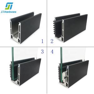 Balaustre di sicurezza in alluminio Hardware alluminio metallo profilo senza cornice morsetto a canale a U ringhiera in vetro - Product Image 6