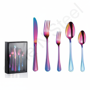 Ensemble de couverts en acier inoxydable, couteau de fête, cuillère, fourchette, kit de vaisselle au prix de gros, ensemble de couverts avec couleur PVD - Product Image 1