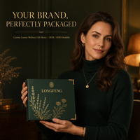 Boîte cadeau personnalisée haut de gamme en carton botanique avec doublure dorée, fermeture magnétique, couleur personnalisée pour compléments alimentaires à base de plantes