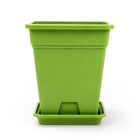 Pot de fleurs carré en plastique PP avec trou de drainage, design minimaliste durable, capacité de 14,13 L pour plantes d'intérieur et utilisation en extérieur