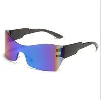 Stili sportivi occhiali da sole senza montatura con scudo per donna uomo occhiali da sole avvolgenti da ciclismo occhiali a specchio