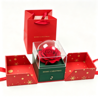 Bunga Mawar Awet Grosir dalam Kotak Perhiasan Akrilik, Hadiah Bunga Abadi untuk Hari Valentine, Natal, Hari Ibu, Ulang Tahun