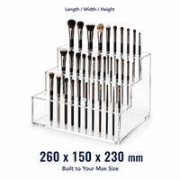 Support de présentation pour pinceaux de maquillage en acrylique Calic, transparent, 3 niveaux, pour comptoir, salon de beauté, vente au détail, logo personnalisé, OEM, vente en gros