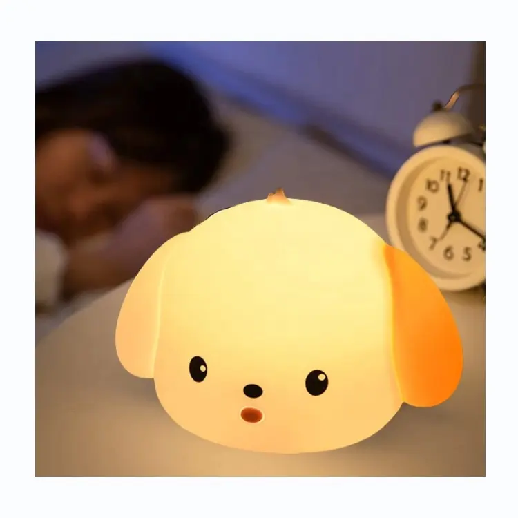かわいいシリコンLEDナイトライト子犬充電式ソフトタッチ照明犬漫画LEDランプ部屋の装飾ナイトライト