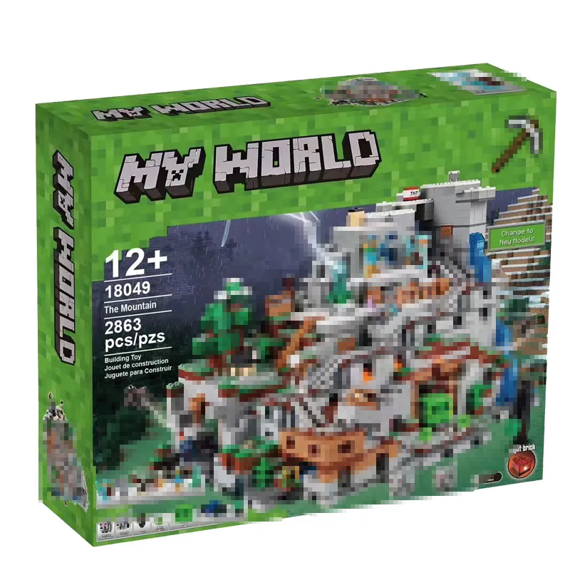 2688pcs/set Compatible legoing Minecrafte 21137 The Mountain Cave Steve Assemble Building Blocks Toy My World Bricks Set Gifts