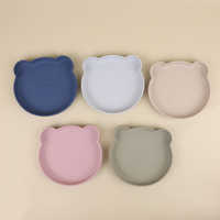 Bol de bébé ours en silicone écologique avec logo personnalisé pour tout-petits assiette de bébé en silicone ours mignon de qualité alimentaire avec ventouse