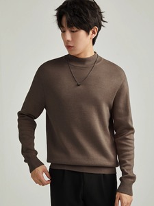 Manufacture Style personnalisé ou Logo ODM automne hiver nouveau demi-col roulé hommes <span class=keywords><strong>l</strong></span>âche décontracté grande taille pull couleur unie tricoté - Product Image 2