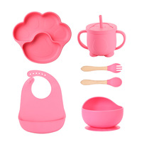 Nouveaux bavoirs en silicone de haute qualité pour enfants, ensemble de vaisselle pour bébé, sans BPA, motif de dessin animé, imperméable, passe au lave-vaisselle