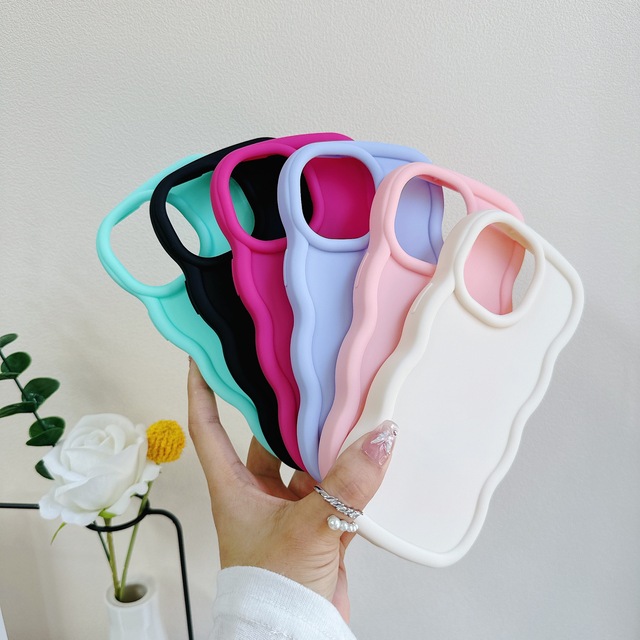 Candy Color Wavy Soft TPU Silicone Mobile Back Cover Shockproof Phone Case for iPhone 15 Pro Max 14 13 12 11 XS XR Plus
