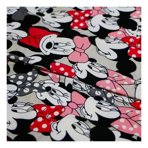 Pengda Textile 2024 Knitting DTY Mickey Brushed Printed 95% Polyester 5%spandex Underwear Stretch Spandex Fabric for Pajama