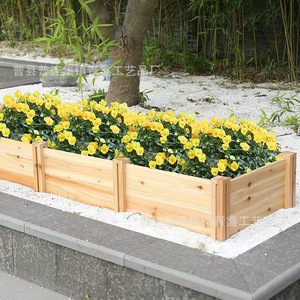 Jardinière carrée en bois rustique pour fleurs et plantes vertes - Product Image 2