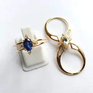 Grace Flip Nhẫn kết hợp của bất Aquamarine và màu xanh sapphire đá quý Đảng mặc 925 Sterling Silver nhẫn
