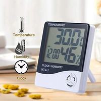 Horloge numérique à grand écran HTC1 avec thermomètre et hygromètre d'intérieur, thermomètre hygromètre électronique pour la maison