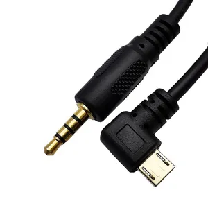 Elbow Angle 90 Degree USB Micro male to 3.5mm 3 Pole Male Stereo Audio Jack Adapter for Headphone cable