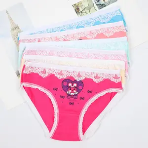 Spot wholesale UOKIN cute lace cotton kids panties heart print girls underwear for boys and girls 3- 8 years pack 12