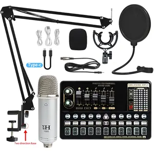 Tunersys Fm Tf Bm 800 Mic Usb Dj18 Set Led Licht Microfoon Kit Geluidskaart Voor Pc Opname Audio Interface