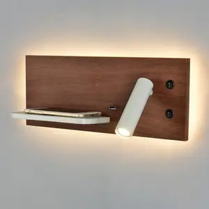 Camera da letto Caricatore Senza Fili Del Telefono Mensola A Muro Luci Hotel Comodino Testiera LED di Illuminazione di Lettura USB Lampada Illuminante Retroilluminato