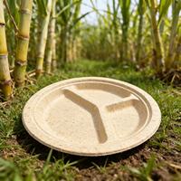 Vaisselle de canne à sucre jetable biodégradable à 3 compartiments de 10 pouces, assiettes divisées pour les fêtes, hôtels, matériel de bagasse en papier