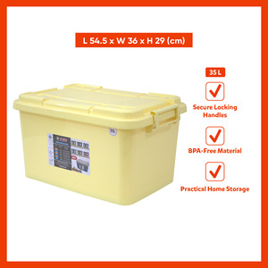 Multi Color 35L Durable Plastic Waterproof Eco-friendly Storage <b>Bin</b> with Lid Handles Organizing Box for Books Office Supplies - Product Image 3