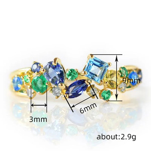 Anello con design geometrico colorato in stile vintage per donna - Product Image 5