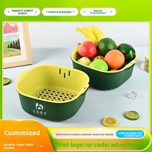 Passoire carrée double couche, fabrication directe usine Chine, commande en gros personnalisée, panier de lavage et d'égouttage pour fruits et légumes de cuisine, FDA/BPA - Product Image 5