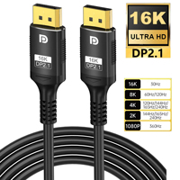 Câble vidéo audio Justlink 16K Twisted Pair DP2.1 PVC Foil 8K120Hz 4K240Hz HDR pour ordinateur portable, téléviseur, Xbox, projecteur, moniteur de jeu