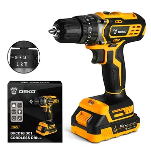 DEKO DKCD16ID01-H10 Dampak Cordless Drill 16V Cordless Bor Baterai Cordless Bor Listrik 18 + 3 Torsi Pengaturan 0-1350Rpm