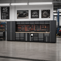 Coffre à outils combiné robuste, poste de travail de garage, chariot à outils multifonction, établi de réparation automobile et de vélos pour atelier 4S