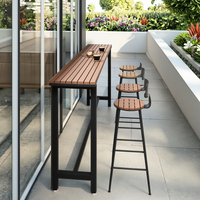 Ensemble de table de bar murale d'extérieur moderne 1215 bois plastique bois long étroit anti-corrosion bois fer art