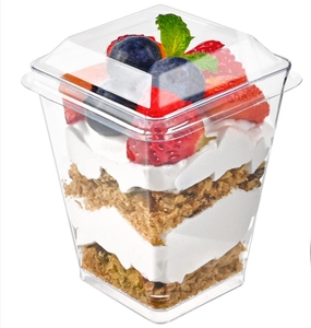 Gobelets carrés jetables de 150 ml (5 oz) pour crème glacée, <span class=keywords><strong>yaourt</strong></span>, gelée, pouding, mini-coupes en plastique transparent PS pour mousse et desserts avec couvercle - Product Image 4