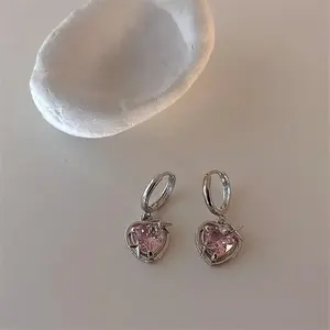 Goth alla moda rosa pesca orecchini pendenti pendenti a goccia per le donne dolce Cool estetica Y2K accessori gioielli