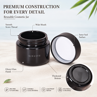 Pot cosmétique en verre opaque noir de 40, 50, 60, 90 ml, récipient rond en verre pour crème avec couvercle à vis noir pour l'emballage de produits de soin de la peau