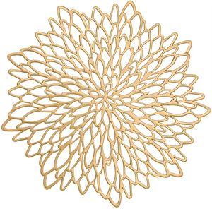 Napperons ronds métalliques dorés en vinyle pressé, en vrac, pour la décoration de table de salle à manger et de cuisine pour Noël - Product Image 1