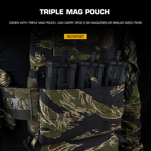 Chaleco Táctico WOSPORT MOLLE V5 de Liberación Rápida con Cinturón Elástico y Triple Portacargadores para Juegos de Airsoft - Product Image 2