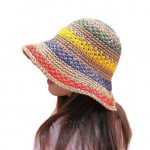 Cesta de Playa de Papel Estampado a Mano, Bordada a Mano, para Adultos, Unisex - Product Image 2