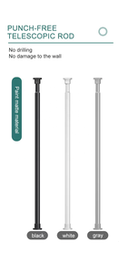 Barre de séparation de pièce réglable en acier au carbone noir pour salle de bain, <span class=keywords><strong>sans</strong></span> perçage, <span class=keywords><strong>tringle</strong></span> à rideaux, barre de penderie, rail de suspension pour vêtements - Product Image 2