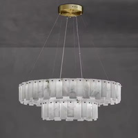 Luminaires suspendus modernes pour hôtels, villas, lustres d'intérieur de luxe, hauteur réglable, lampe suspendue en albâtre naturel