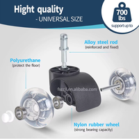 Roulette de meuble silencieuse de haute qualité Roues pivotantes transparentes silencieuses en PU résistantes à l'usure