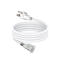 Cable de Extensión de 3 Puntas de Alta Resistencia, Enchufe Blanco/Transparente, Cable de Alimentación con Conexión a Tierra, para Equipos Comerciales e Industriales