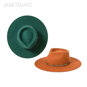 Linglong Custom 100% australische Wolle Filz Hut Körper steife breite Krempe Hut Großhandel Fedora Hüte für Frauen