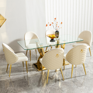 Đồ Nội Thất Phòng Khách Kính Cường Lực Hàng Đầu Kính Thép Không Gỉ Bàn Ăn Đặt Bàn Ăn Hiện Đại - Product Image 3