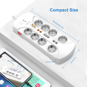 Multiprise de protection contre les surtensions Vastfafa 16A de type allemand 8 ports avec rallonge pour télévision - Product Image 3