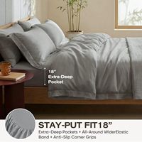 Ensemble de draps de luxe, 100% fibre de bambou, rafraîchissant et respirant, doux comme de la soie, draps et taies d'oreiller (gris, CK)