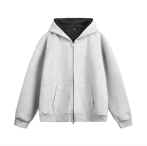 Sweat à capuche réversible pour homme en tissu Air-layer avec fermeture éclair double, personnalisable, uni - Product Image 3