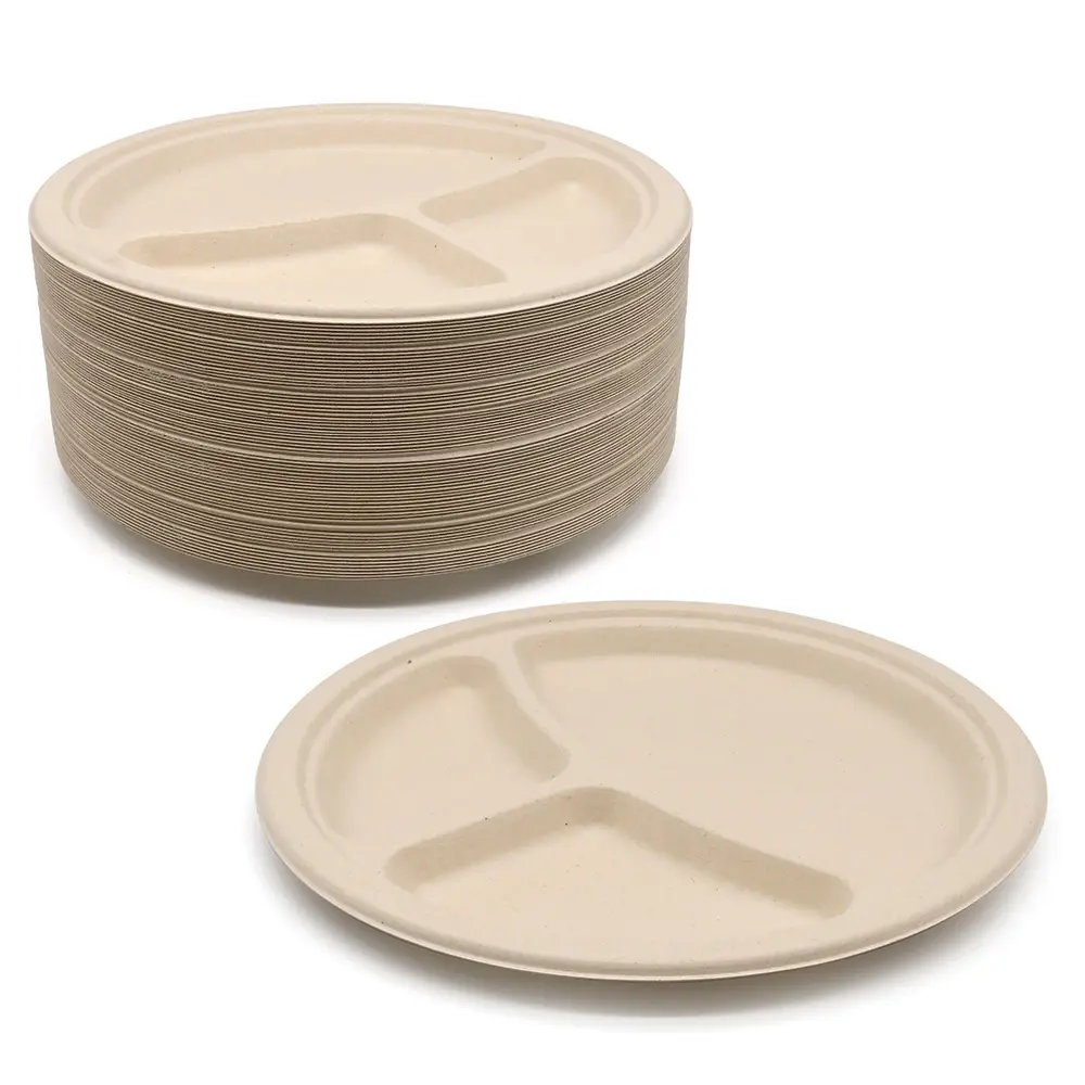 LuzhouPack food safety disposable 100% biodegradable paper plates ultra light plates bamboo disposaible plates