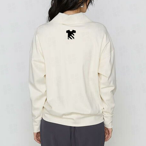 Sudadera con capucha de media cremallera para mujer al por mayor, cuello simulado, hombros caídos, oversize, de algodón, ajuste holgado, cremallera de cuarto, personalizada - Product Image 4