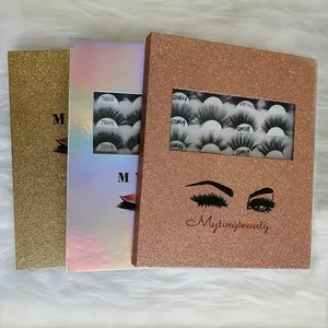 Mytinbeauty livro de cílios personalizado, 16 pares de embalagem para livro de cílios 3d